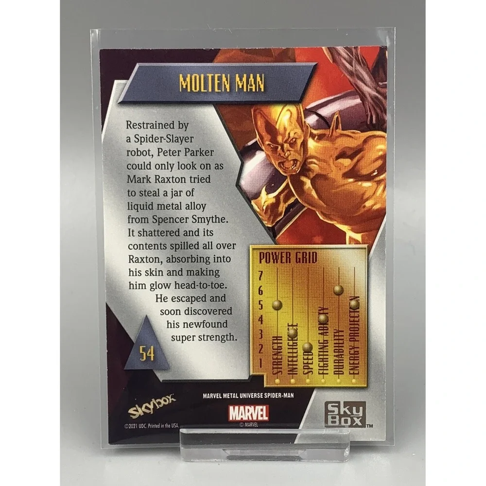 2021 Skybox Marvel Spider-Man Metal Universe Molten Man No.‎ 54